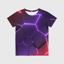 Детская футболка Красно-фиолетовые неоновые плиты в разломе