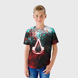Футболка детская Assassins Creed logo glitch, цвет: 3D-принт — фото 2