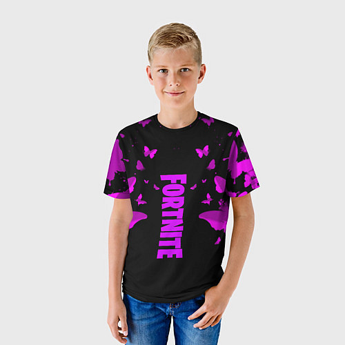 Детская футболка Fortnite buterfly neon / 3D-принт – фото 3