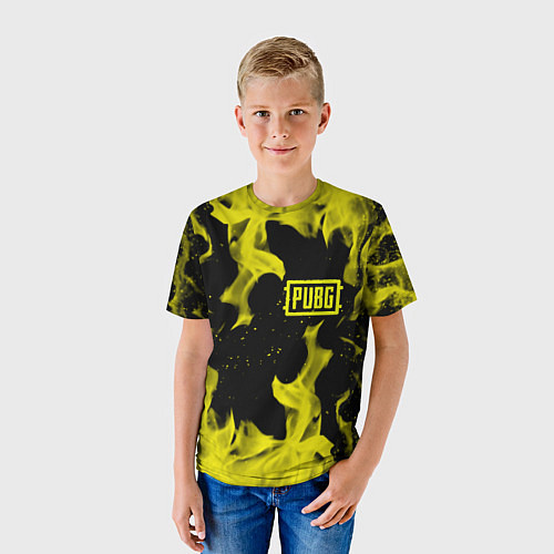Детская футболка PUBG жёлтый огонь / 3D-принт – фото 3