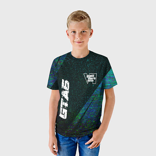 Детская футболка GTA6 glitch blue / 3D-принт – фото 3
