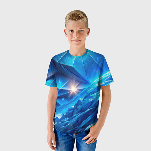 Детская футболка Синяя объемная абстракция со вспышкой / 3D-принт – фото 3