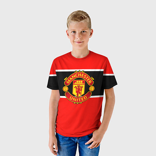 Детская футболка Манчестер Юнайтед полосы / 3D-принт – фото 3
