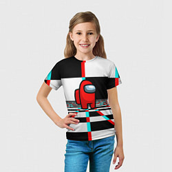 Футболка детская Among us games optical chessboard, цвет: 3D-принт — фото 2