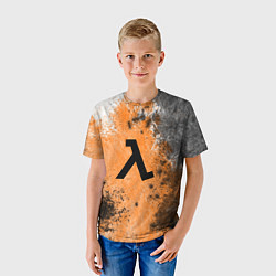 Футболка детская Half life оранжевые краски, цвет: 3D-принт — фото 2