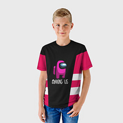 Футболка детская Among us geometry pink, цвет: 3D-принт — фото 2