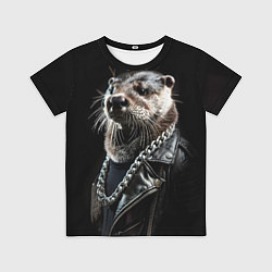 Футболка детская Выдра в косухе, цвет: 3D-принт