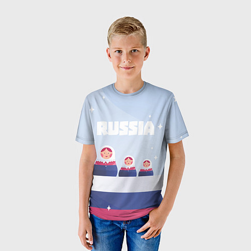 Детская футболка Флаг России и матрешки / 3D-принт – фото 3