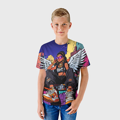 Детская футболка Городской ангел - urban style / 3D-принт – фото 3