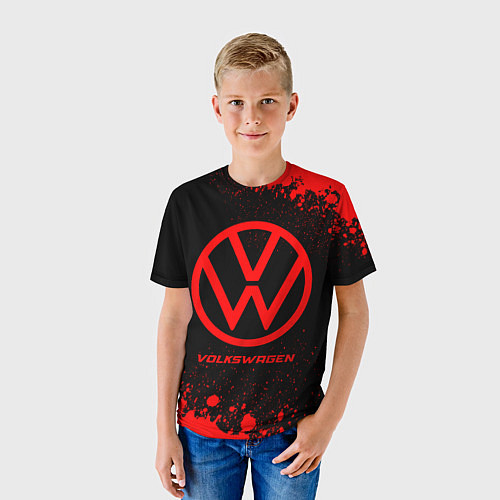 Детская футболка Volkswagen - red gradient / 3D-принт – фото 3