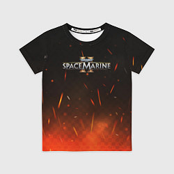 Футболка детская Warhammer 40000 space marine 2 logo fire, цвет: 3D-принт