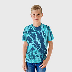 Футболка детская Морской сине-голубой абстракция, цвет: 3D-принт — фото 2
