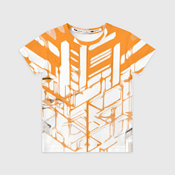 Футболка детская Агрессивные оранжевые полосы на белом фоне, цвет: 3D-принт
