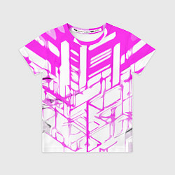 Футболка детская Агрессивные розовые полосы на белом фоне, цвет: 3D-принт