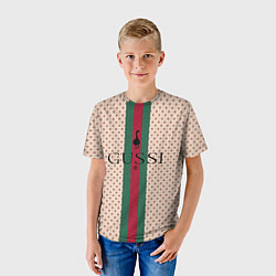 Футболка детская Гусси - зелено-красная полоса, цвет: 3D-принт — фото 2