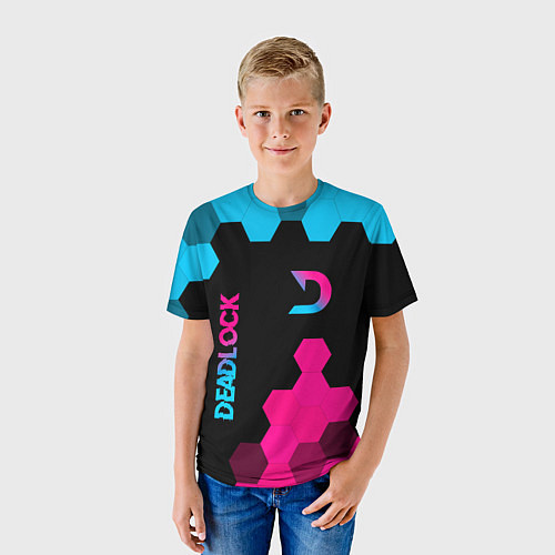 Детская футболка Deadlock - neon gradient вертикально / 3D-принт – фото 3
