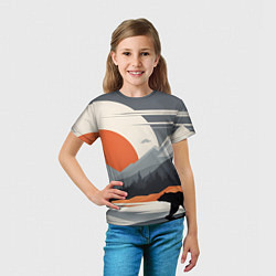 Футболка детская Горы медведь геометрия, цвет: 3D-принт — фото 2