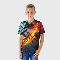 Футболка детская Трехмерные кубики с разрушением, цвет: 3D-принт — фото 2