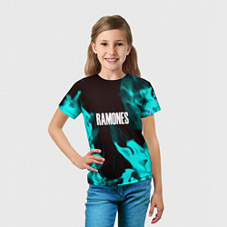 Футболка детская Ramones fire rose, цвет: 3D-принт — фото 2