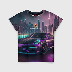 Футболка детская Porshe night city, цвет: 3D-принт