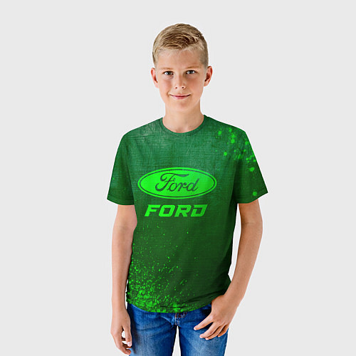 Детская футболка Ford - green gradient / 3D-принт – фото 3