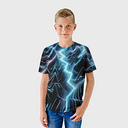 Футболка детская Разряд молнии - неоновое свечение, цвет: 3D-принт — фото 2