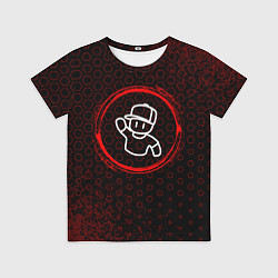 Футболка детская Символ Stumble Guys и краска вокруг на темном фоне, цвет: 3D-принт