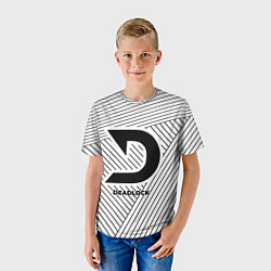 Футболка детская Символ Deadlock на светлом фоне с полосами, цвет: 3D-принт — фото 2