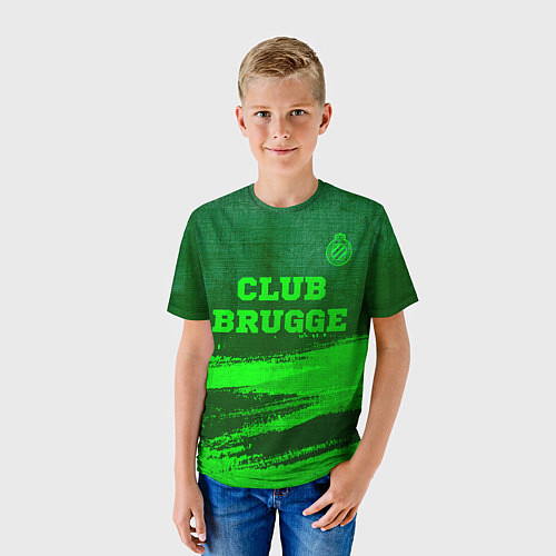 Детская футболка Club Brugge - green gradient посередине / 3D-принт – фото 3