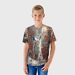 Футболка детская Юный белый волк, цвет: 3D-принт — фото 2