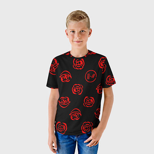 Детская футболка Twenty one pilots rose pattern / 3D-принт – фото 3