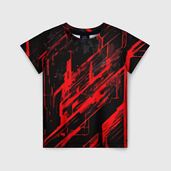 Футболка детская Red stripes on a black background, цвет: 3D-принт