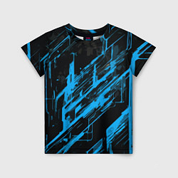 Футболка детская Blue stripes on a black background, цвет: 3D-принт