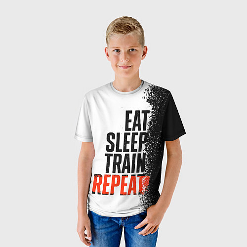 Детская футболка Eat sleep train repeat / 3D-принт – фото 3