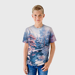 Футболка детская Японская зима в сельской местности, цвет: 3D-принт — фото 2