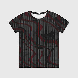 Футболка детская Красно-белые точки на чёрном фоне, цвет: 3D-принт