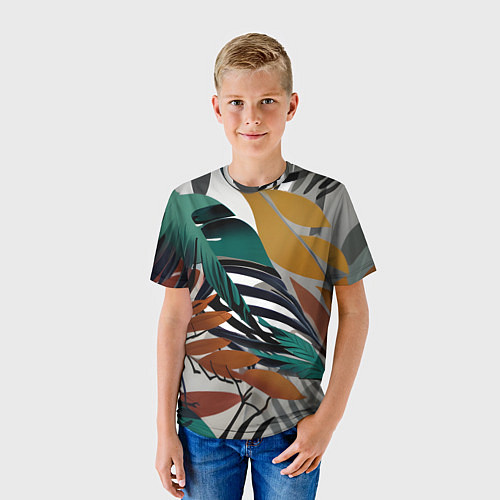 Детская футболка Полоски листья / 3D-принт – фото 3