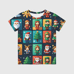Футболка детская Minecraft с новогодний паттерн, цвет: 3D-принт