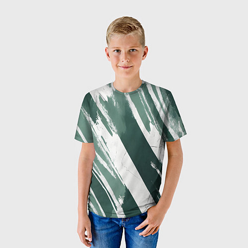 Детская футболка Косая зеленая полоска / 3D-принт – фото 3