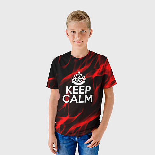 Детская футболка Keep calm flame red / 3D-принт – фото 3
