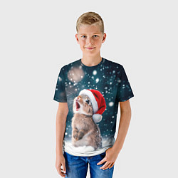 Футболка детская Милый кролик - первый снег, цвет: 3D-принт — фото 2