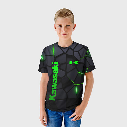 Детская футболка Kawasaki - плиты с эффектом свечения / 3D-принт – фото 3
