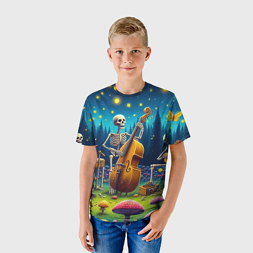 Детская футболка Ансамбль черепов даёт концерт под луной / 3D-принт – фото 3