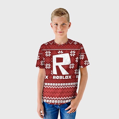 Детская футболка Новогодний свитер ugly Roblox / 3D-принт – фото 3