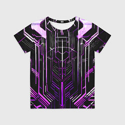 Футболка детская Purple lines on a black background, цвет: 3D-принт
