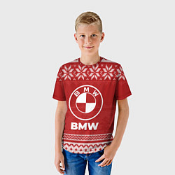 Футболка детская Новогодний BMW, цвет: 3D-принт — фото 2