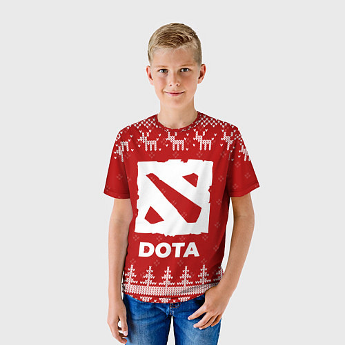 Детская футболка Новогодний Dota с оленями / 3D-принт – фото 3