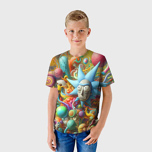 Детская футболка Рик Санчес - абстракция / 3D-принт – фото 3