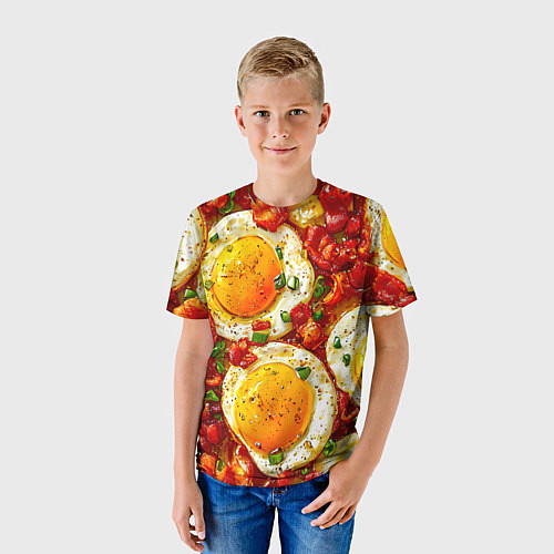 Детская футболка Яичница-глазунья / 3D-принт – фото 3