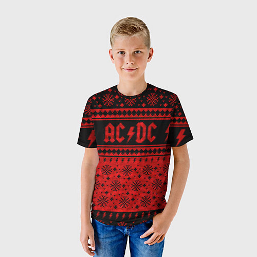 Детская футболка ACDC christmas sweater / 3D-принт – фото 3